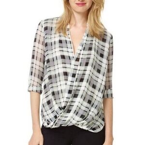 Aritzia Babaton Plaid Beau Blouse in 100% silk